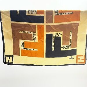 Vintage Fendi Multicolor Geometric Silk Scarf